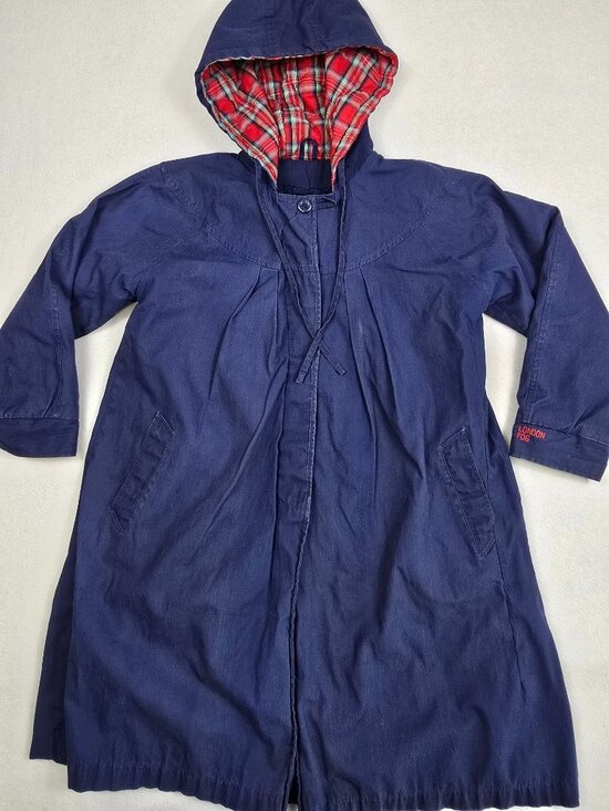 London Fog Other - London Fog Girls 10 Hooded Navy Blue Coat Faux Fur Interior FLAWED